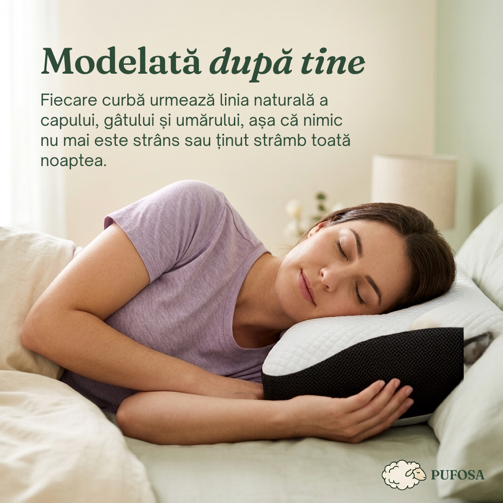 Pernă ergonomică Pufosa pentru gât și cervicale