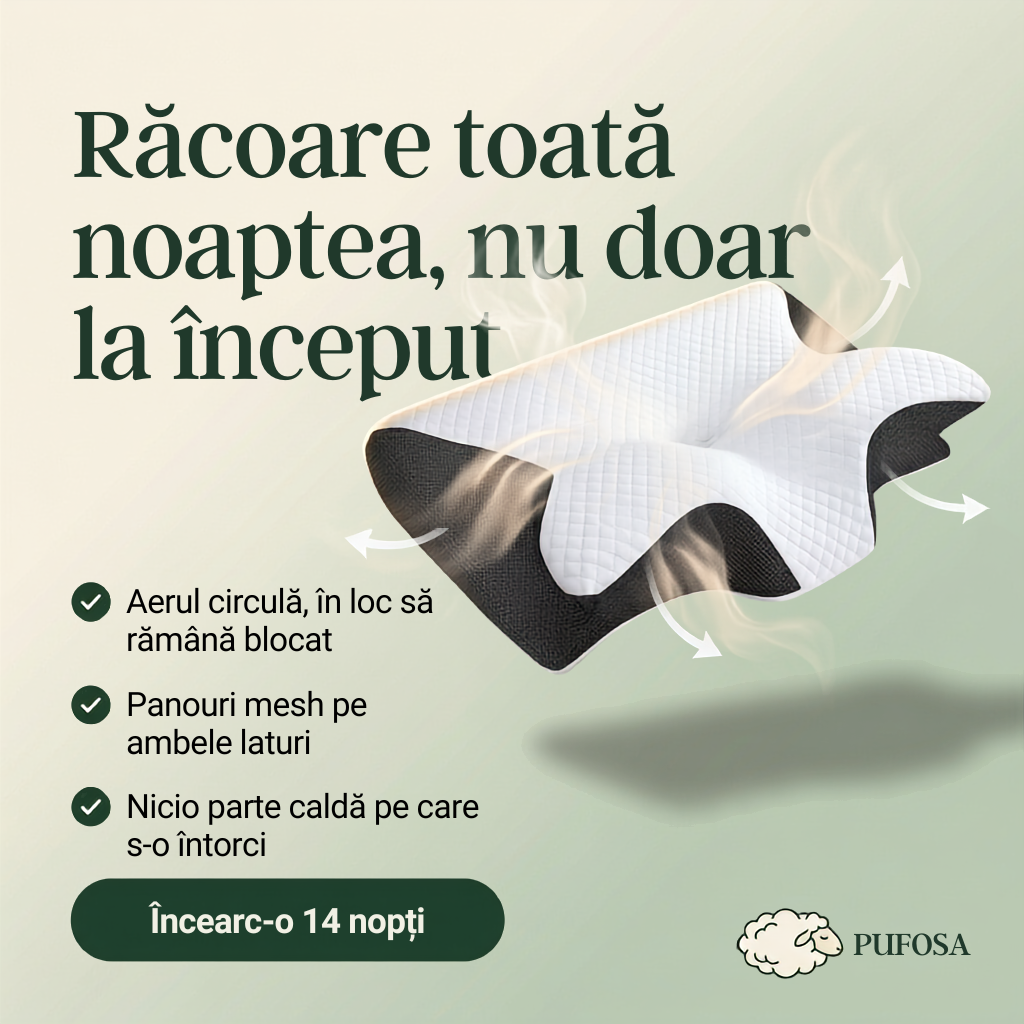Pernă ergonomică Pufosa pentru gât și cervicale