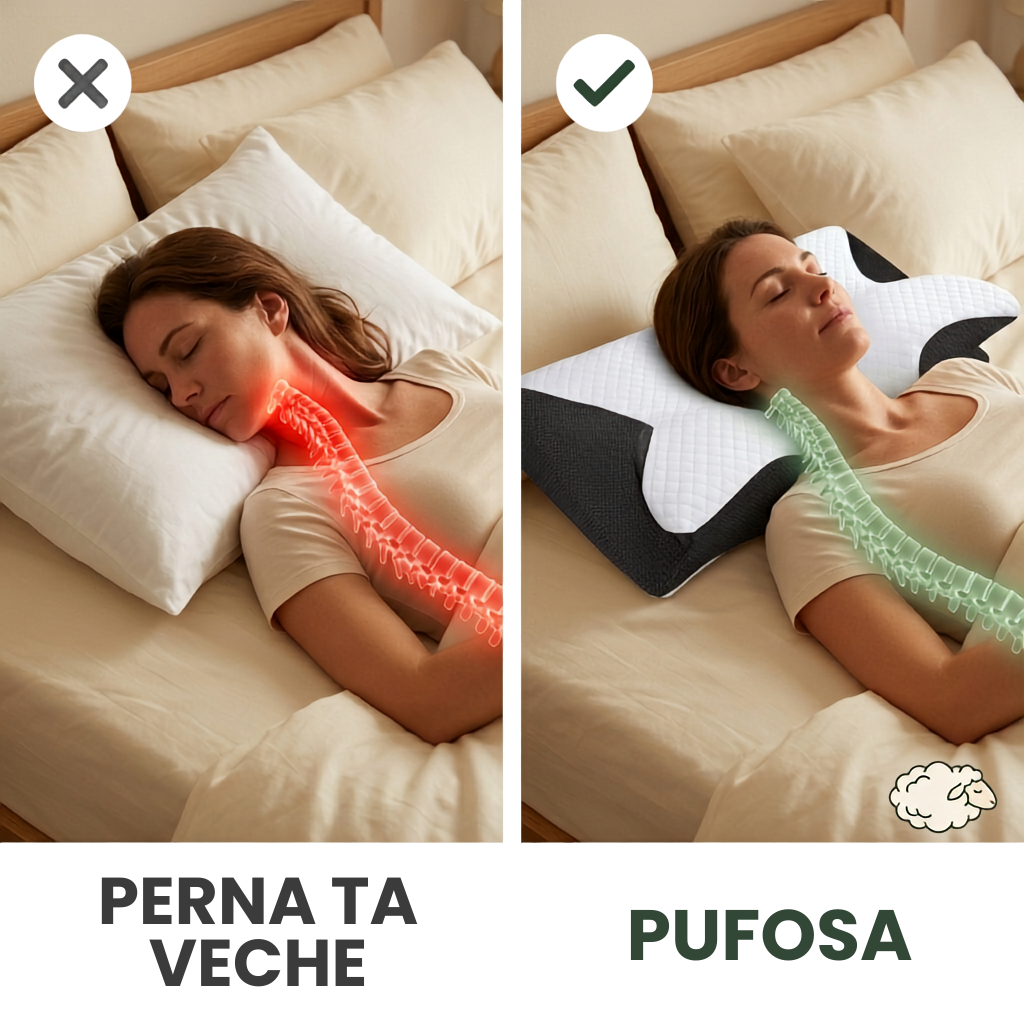 Pernă ergonomică Pufosa pentru gât și cervicale